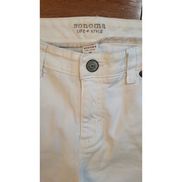 Sonoma Life Style Women Size 16 White Modern Capri Pants Jeans Mid Rise - Picture 11 of 12